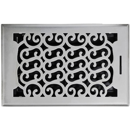 Accord Charleston Satin Nickel Floor Register (Duct Opening: 6-in x 10-in; Outside: 7.5-in x 11.5-in) AMFRSNC610